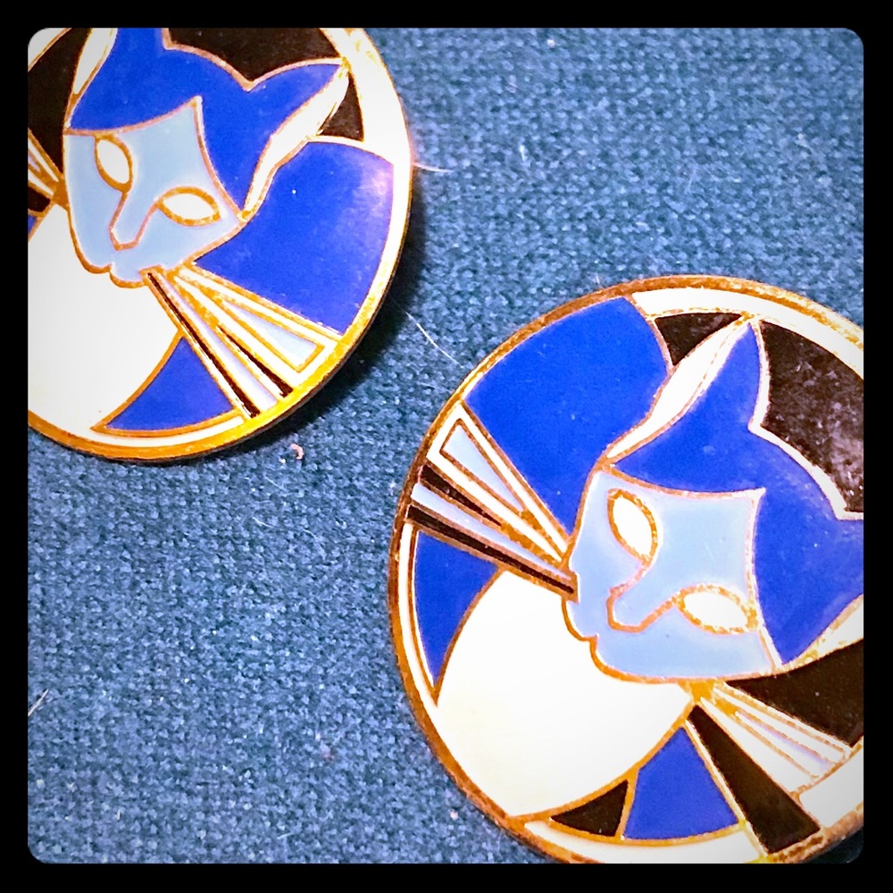 Art Deco cat earrings